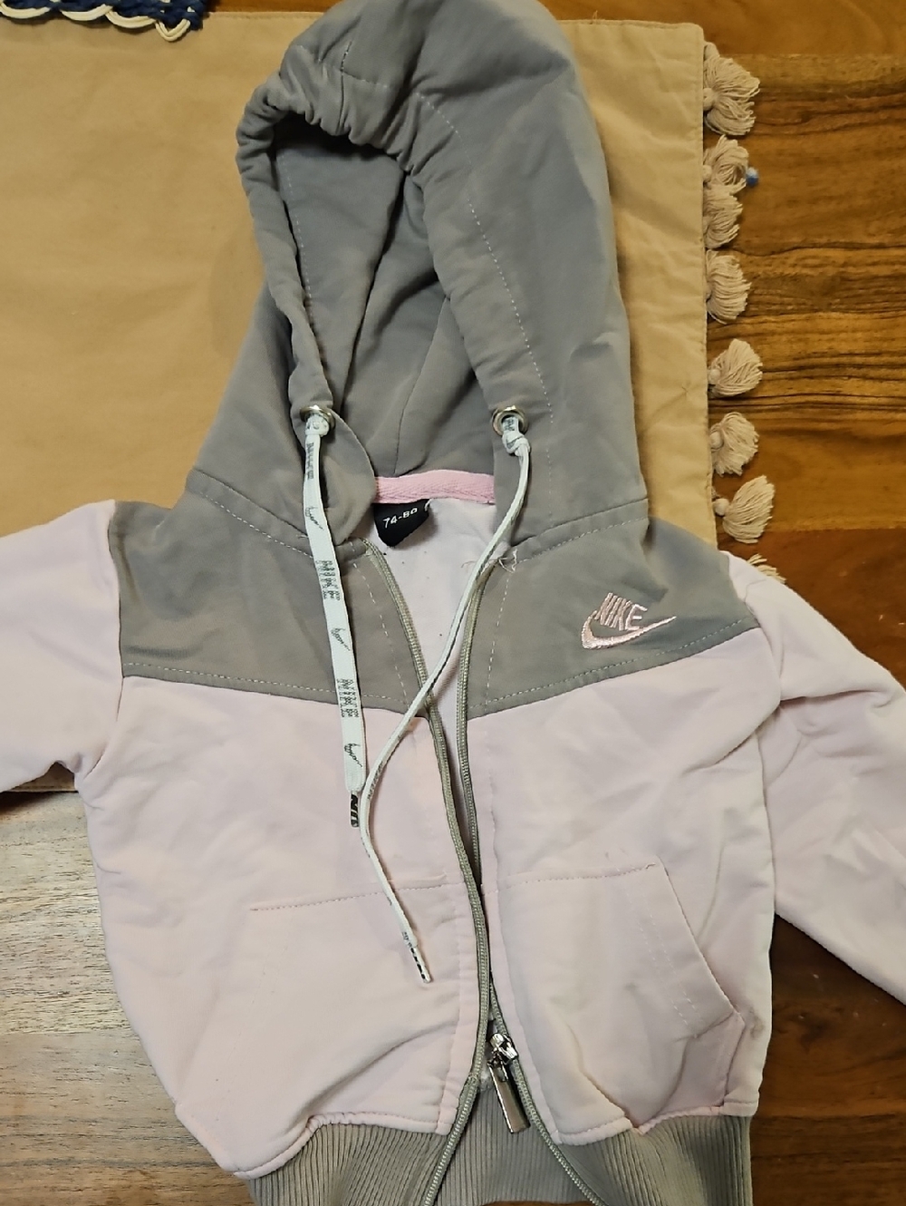 Nike Pink and Gray Hooded Zip Jacket
